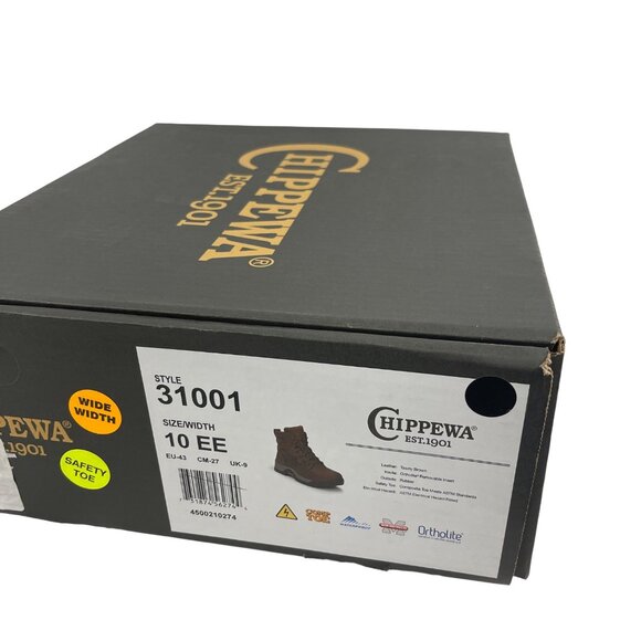 Chippewa 31001 Wide Width Safety Toe Mens Work Boots 10 EE - Picture 2 of 7